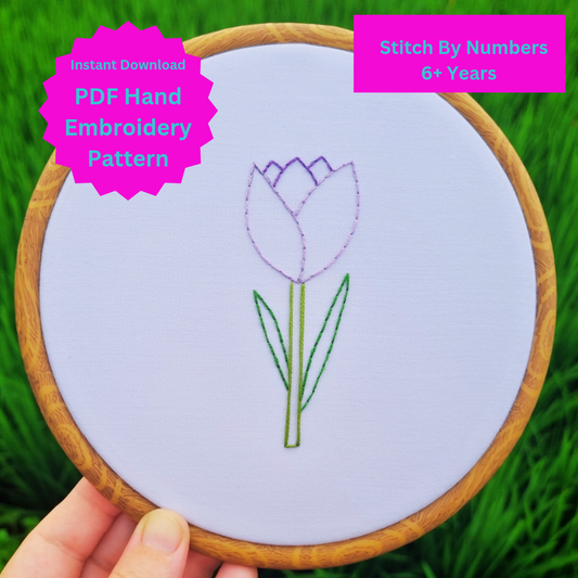 Tulip - Stitch By Numbers For Kids - PDF Embroidery Pattern