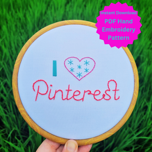 FREE! I Love Pinterest - PDF Hand Embroidery Pattern