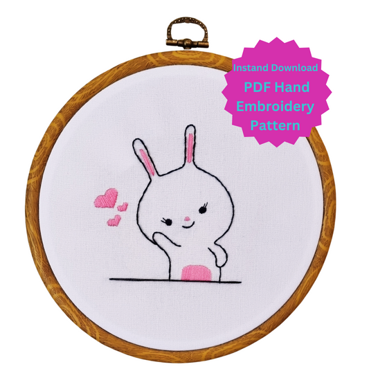 Sweet Rabbit - PDF Hand Embroidery Pattern - Embroidery Design